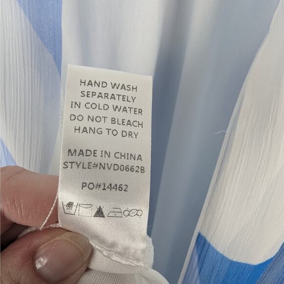 VICI Blue White Tiered Ruffle Maxi Dress Sz M Ethereal Resort Coastal Boho Beach - Picture 9 of 9